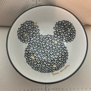 Love Mickey Tidbit Bowl NWT Disney Mouse Washable Black White Gold Small Dish